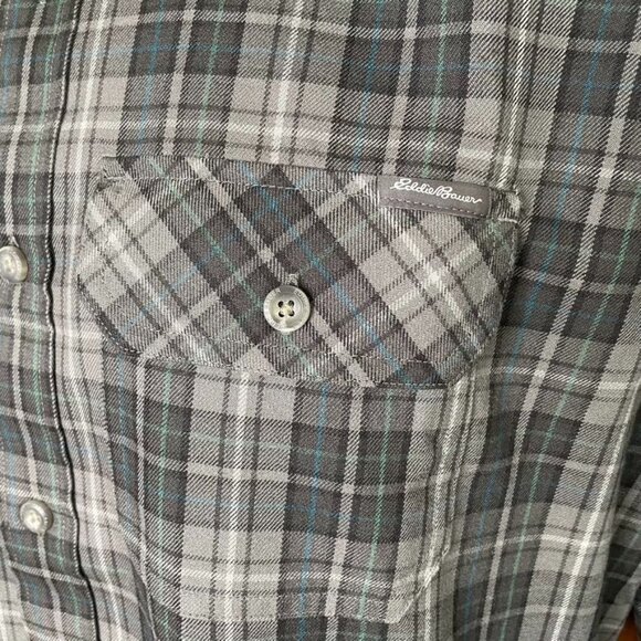 Mens Eddie Bauer Button Down Shirt Size L Plaid Double Pocket u - Picture 6 of 9